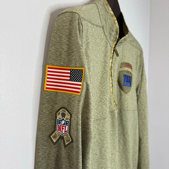 Nike New York Giants Nike Salute to Service Quarter-Zip Top Olive Men's M - Picture 5 of 11